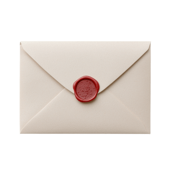 Elegant sealed envelope with a red wax seal, perfect for invitations and special letters. png