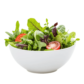 Fresh salad bowl with mixed greens and tomatoes for a healthy meal option. png