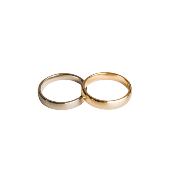 Two elegant wedding rings symbolizing love and commitment. png