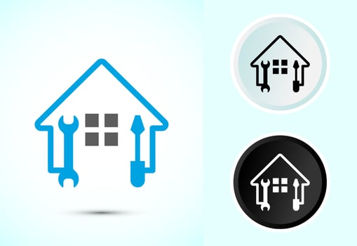House repair icon illustration. Home remodeling, repair or maintenance sign vector