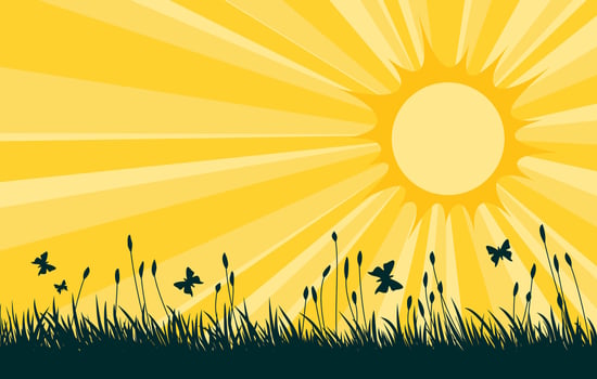Meadow with sun. vector