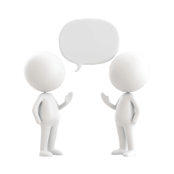 3d icon white figurines people Person faceless conversing, blank speech bubble minimalist communication against transparent backdrop png