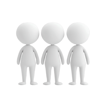 3d icon Three cartoon characters standing together, representing teamwork, and group unity on transparent background png