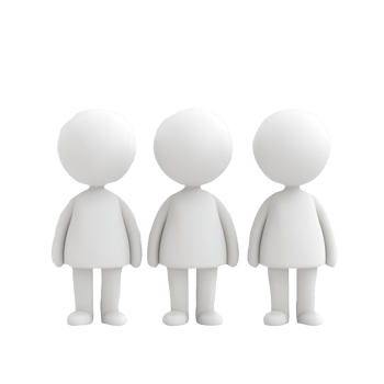 3d icon Three cartoon characters standing together, teamwork, collaboration, and group unity on transparent background png
