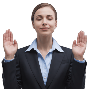 A business woman with her hands up in the air png