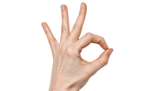 A hand is making an ok sign with two fingers png
