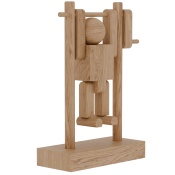 Wooden weightlifter toy with transparent background png