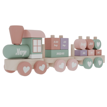 3d render wooden toy train with transparent background png