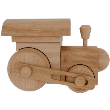 Wooden train toy with transparent background png