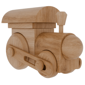 3d render wooden train toy with transparent background png