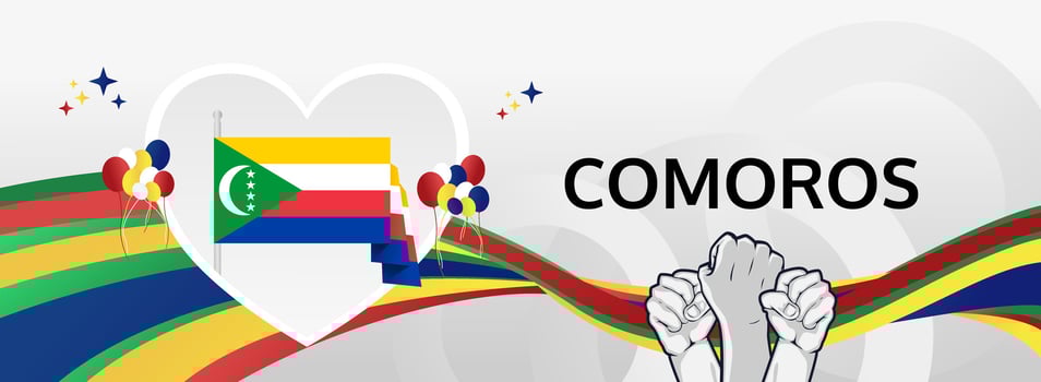 Happy Independence Day, Comoros. Celebration on July 6 with a vibrant banner that embodies culture in flag colors. Ideal for community gatherings and tourism promotions. vector