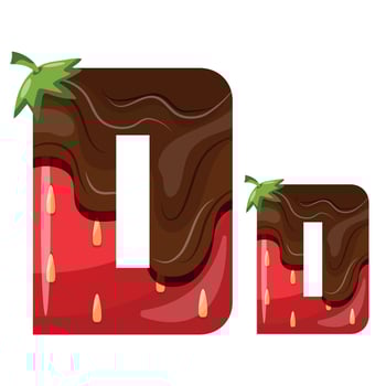 alphabet with strawberry design with melted dark chocolate namely letter D design for designs, posters or banners vector