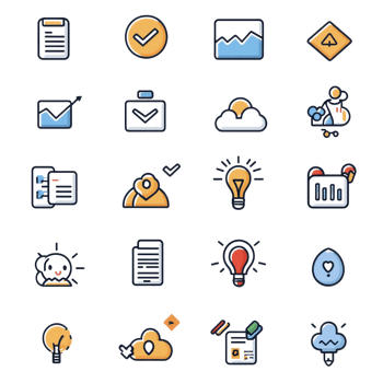A collection of colorful icons representing various concepts, ideal for digital design and creative projects. png