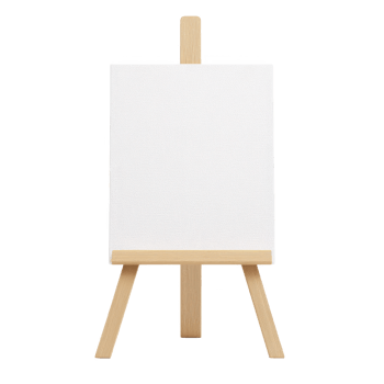 A blank easel showcasing a clean canvas, perfect for artistic endeavors. png