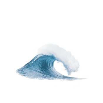 A dynamic ocean wave captured against a white isolated background, showcasing the beauty of nature. png