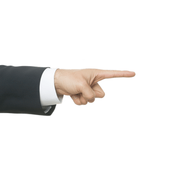 A businessman gestures with a pointed finger, expressing direction or emphasis on an important point, isolated on white background. png