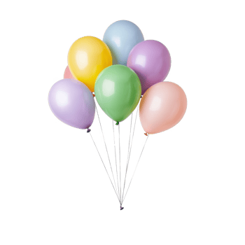 Colorful balloons in various pastel shades, grouped together, isolated on a white background. png