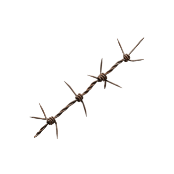 Barbed wire on a white isolated background, symbolizing confinement and restriction. png