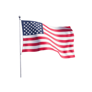 American flag waving gently in the wind, white isolated background. png