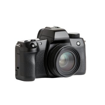 Digital camera on a white isolated background, showcasing its modern design and features. png