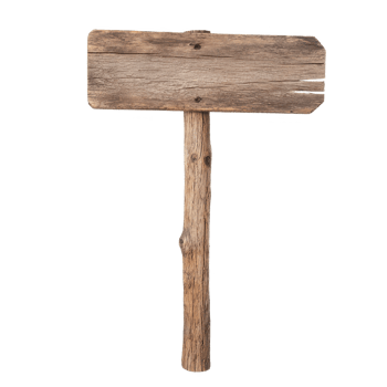 Old wooden sign on a white isolated background, perfect for designs or indications. png