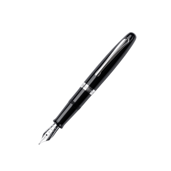 Elegant black fountain pen, ideal for writing and signing documents, on a white isolated background. png