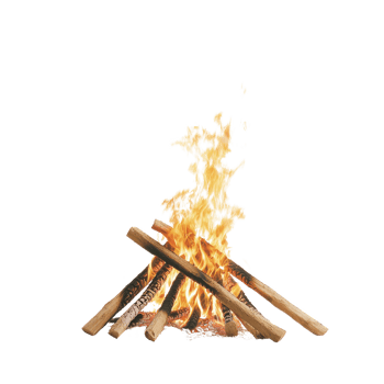 Cozy bonfire with flames and logs, perfect for outdoor gatherings. png