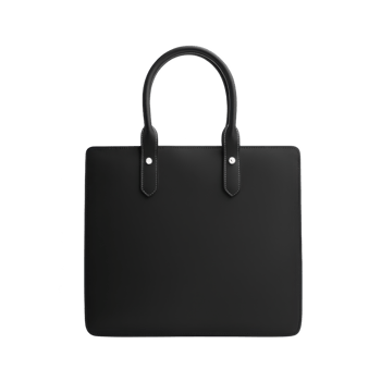 Stylish black tote bag on a white isolated background, perfect for everyday use and travel. png