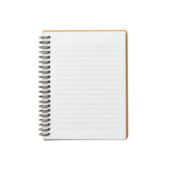 Spiral-bound notebook with blank lined pages, perfect for notes and sketches. png