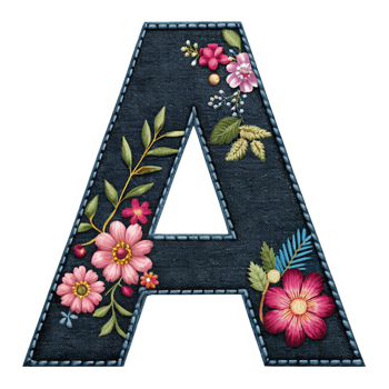 A letter with flowers and leaves on it png
