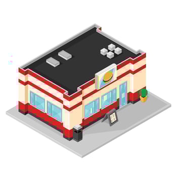 American Style Diner Restaurant Fast food Retail Chain - Isometric Illustration icon vector