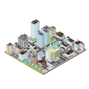 Isometric Busy City Urban Cityscape Color Icon Illustration vector