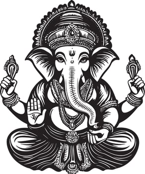 Ganesha Elephant-headed god icon black illustration vector