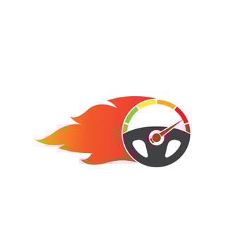 car steering wheel burning fire logo icon illustration vector