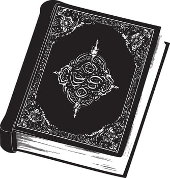 Black silhouette illustration of the Quran. vector