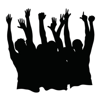 Group of People Cheering in Celebration Silhouettes vector