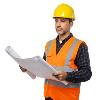 Construction planning meeting job site professional worker urban environment close-up view safety focus png