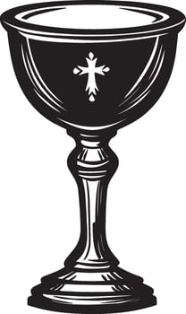 Black illustration of a chalice outline, symbolizing communion. vector