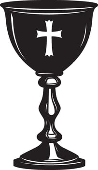 Simple black outline illustration of a chalice used for communion. vector
