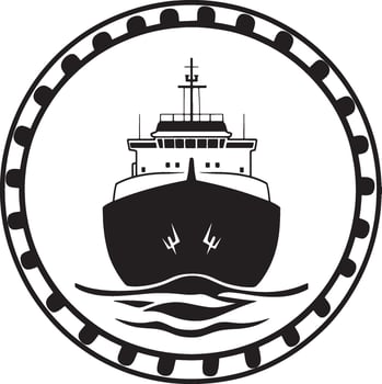 Black illustration of a ship icon for sea freight. vector