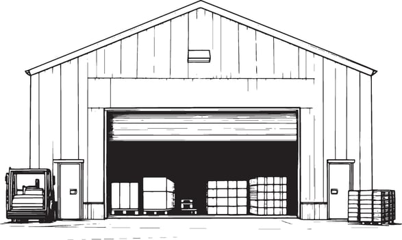 Warehouse outline black illustration vector