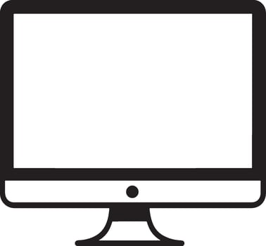 Computer monitor icon in a minimalist black silhouette design. vector