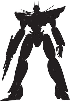 Robot simple silhouette black illustration vector