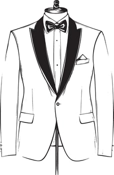 Groom's Suit Outline Designed in Black vector