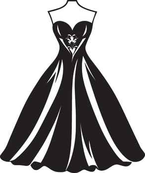 Bride's Dress Outline Designed in Black vector