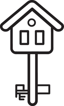 House Key outline black illustration vector