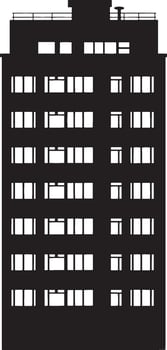 Black Illustration of Apartment Simple Silhouette vector