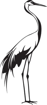 Black illustration of a crane outline. vector