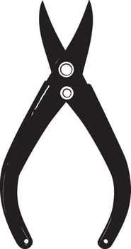 Black illustration of a wire cutter icon. vector