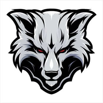 Red eyed wolf head illustration logo design vector